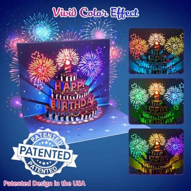 INPHER Birthday Cards Fireworks Pop Up Cake Light and Music Happy Birthday Gifts Decorations for Women, Men, Mom, Grandma - Image 2