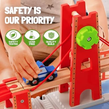 Giant bean 117 Pcs Busy Port City Train Set for Kids- Expandable & Changeable Wooden Train Track Set Toy, for Boys & Girls Ages 3-14 - Image 6