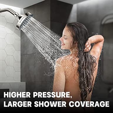 HOPOPRO 5-Mode High Pressure Shower Head - The Washington Post, NBC News, Today TV Show Recommended - High Flow Fixed Showerheads (4 Inch Brushed Nickel) - Image 5