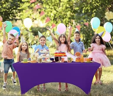 Utopia Kitchen 6FT Spandex Tablecloth [2 Pack, Purple] 200 GSM Stretch, Fitted, Washable and Wrinkle Resistant Table Cloth Rectangle Cover for Trade Shows, Wedding, Parties [72Lx30Wx30H Inch] - Image 8