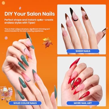 Beetles Tipex Instant Apex Nail Tips, 512Pcs Long Stiletto Pre-Building & Pre-Etched Half Matte Thicker Acrylic Nails Strong Full Cover Extension Press on Nails - Image 2