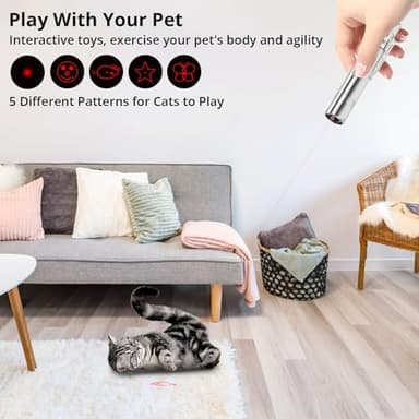 Waputne Cat Toy Pointer for Indoor Cats, 2 Pieces, USB Rechargeable Kitten Toys with 7 Adjustable Patterns, Interactive Chase Toys for Indoor Cats & Dogs, Training & Exercise Fun - Image 4