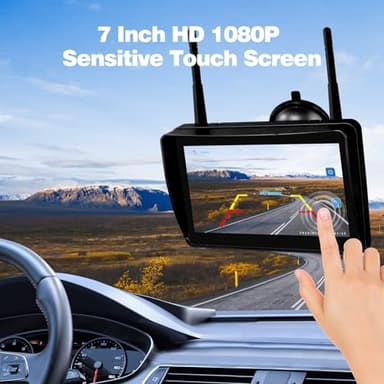 WOOCARTY 3-Camera Wireless RV Backup System, 7" 1080P Touch Screen with 1 Rear Camera for Furrion Pre-Wired Plug and 2 Side Cameras, IP69 Waterproof, IR Night Vision Camera for RV Trailer, WF703 - Image 4