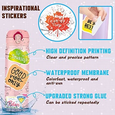Inspirational Stickers,150Pcs Motivational Stickers for Water Bottles Positive Quote Sticker for Journaling Scrapbook Aesthtic Waterproof Vinyl Laptop Decals for Teens Adults Kids Teachers - Image 6