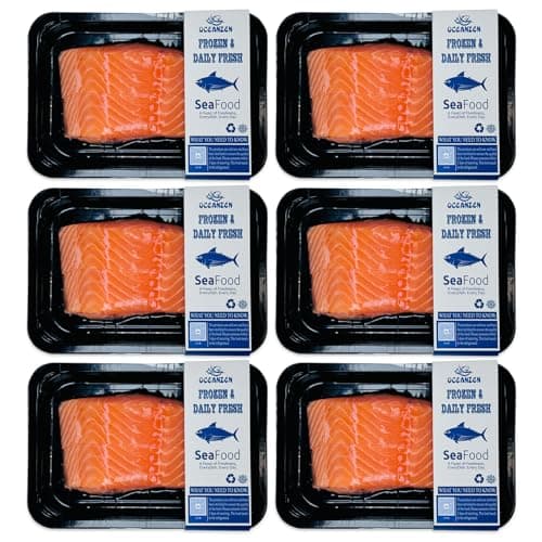 OCEANZEN Atlantic Salmon Sashimi Grade – 6 Packs (2 x 6 oz Skinless Fillets per Pack), Fresh-Cut & Flash-Frozen – Premium Quality, Sustainably Sourced – 4.5 lbs - Image 1