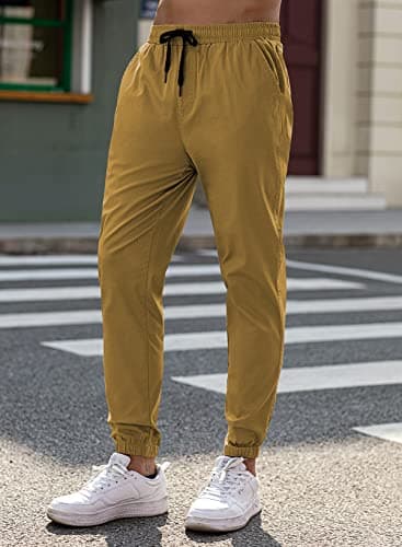 JMIERR Mens Casual Joggers Pants - Cotton Drawstring Chino Cargo Pants Hiking Outdoor Twill Track Jogging Sweatpants Travel Essentials Pants with Pockets for Men, XL, D Khaki - Image 7