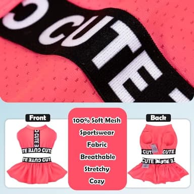 CuteBone Two Piece Dog Sports Dress Athleisure Puppy Fluorescent Red Skirt Lightweight Small Dogs Girl Clothes Cat Apparel SPS08XS - Image 4