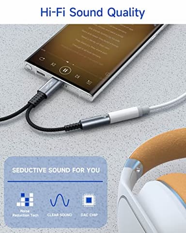 LERTOSEN USB C to 3.5mm Headphone and Charger Adapter,2 in 1 USB C to Aux Audio Jack with PD Fast Charging Dongle Cable Cord for iPhone 17 16 15 Pro Max,Samsung Galaxy S25 S24 S23 Pixel Ultra,iPad Pro - Image 6