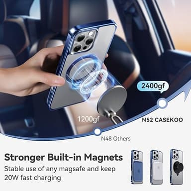CASEKOO Titanium for iPhone 16 Pro Case with 360° Spin Magnetic Stand [Compatible with Magsafe][16FT Military Protection] Slim Polished Clear for iPhone 16 Pro Case Ring Kickstand 6.3'', Blue - Image 3