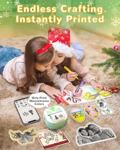 Sticker Printer, Print Pods Mini Printer, Bluetooth Thermal Sticker Maker Machine with 3 Rolls Paper, Print Pod Mini Printers for iPhone, Impresora Portátil for Study Note, Journal, DIY, Kids Gift - Image 2