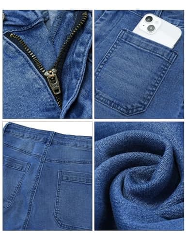 luvamia Wide Leg Jeans for Women Trendy High Waisted Flare Jeans Cropped Denim Pants Stretchy Baggy with Patch Pockets Wide Leg Denim Pants for Women Pants for Womens Fashion Darkness Blue Size 6 - Image 4
