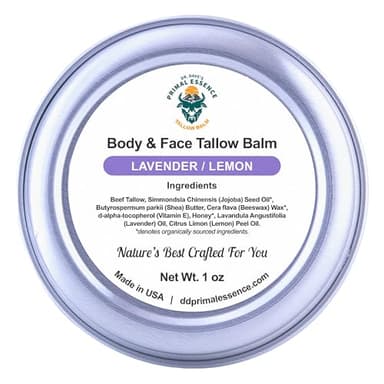 Dr. Dave's Primal Essence Grass Fed Beef Tallow Balm for Face and Body with Shea Butter, Organic Jojoba Oil, Honey, and Beeswax – Beef Tallow for Skin – Lavender and Lemon – 1 oz - Image 2