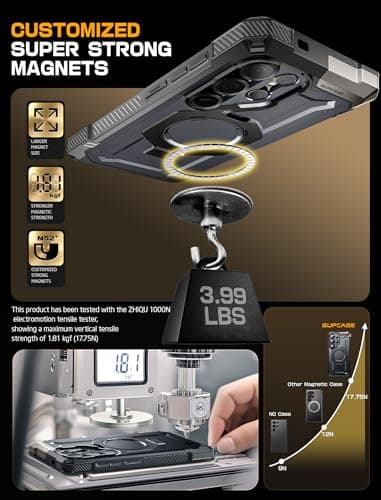 SUPCASE for Samsung Galaxy S25 Ultra Case with Stand (Unicorn Beetle Grip), [S Pen Friendly] [Compatible with MagSafe] [Military-Grade Protection] Magnetic Translucent Back Phone Case, Black - Image 6