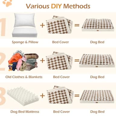 Tivray Dog Bed Cover, Washable Replacement Large Dog Bed Sheet with 3-Sided Continuous Zipper, Waterproof Liner, Soft Plush, Pet Mattress Fluffy Protector, 36x27x3 inch - L, Cover Only Khaki - Image 6