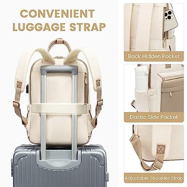 LOVEVOOK Backpack purse for Women, 14 Inch Laptop backpack with USB Port, Cute Waterproof Backpacks Stylish Travel Bags Vintage Daypacks Bookbag for College School Work - Image 4