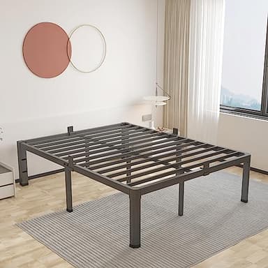 ROIL 14 inch Full Size Bed Frame with Headboard Hole and Round Corner Legs Mattress Retainers 3500LBS Heavy Duty Steel Slats No Box Spring Needed Platform Noise-Free Underneath Storage - Image 8