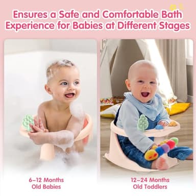 Baby Bath Seat for Babies 6 Months & Up, Non-Slip Bath Seats for Babies Sitting up,Bath tub Seat with Suction Cups,Safe & Comfortable Bath Chair Baby, Pink - Image 5