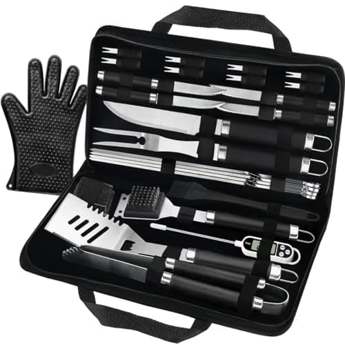 POLIGO 26PCS BBQ Accessories for Outdoor Grill Utensils Set Stainless Steel BBQ Tools Grilling Tools Set for Birthday Fathers Day Dads Presents, Barbecue Accessories Ideal Grilling Gifts for Men Women - Image 1