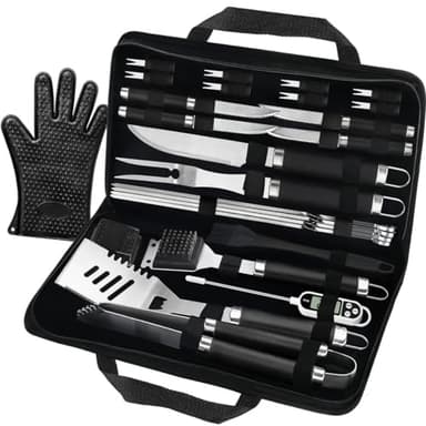 POLIGO 26PCS BBQ Accessories for Outdoor Grill Utensils Set Stainless Steel BBQ Tools Grilling Tools Set for Birthday Fathers Day Dads Presents, Barbecue Accessories Ideal Grilling Gifts for Men Women - Image 1