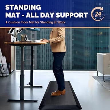 FEATOL Anti Fatigue Mat for Standing, 9/10 Extra Thick Ergonomic Standing Desk Mat, Comfort & Durable Memory Foam Standing Mat at Home,Office All Day (20" x 32", Black, 1PC) - Image 2
