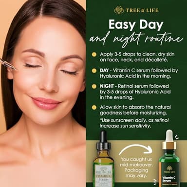 Tree of Life Beauty Facial Skin Care Set, Brightening, Firming, Hydrating, Dry Face, Dermatologist Tested - Trio Power Kit, Vitamin C, Retinol and Hyaluronic Acid, 3 count of 1 Fl Oz - Image 7