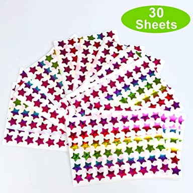 1620 Holographic Rainbow Small Star Stickers for Kids Reward, Behavior Chart, Student Planner and School Classroom Teacher Supplies, 0.6" Diameter - Image 5
