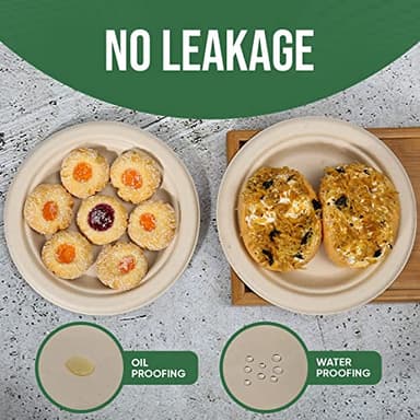 TaidMiao Paper Plates 6 Inches, 100 Pack Disposable Plates – 100% Compostable Plates, Water & Oil Proof Dessert Plates, Microwavable Small Paper Plates, Perfect Paper Plate For Party - Brown - Image 7