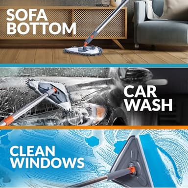 Generic Sekundoj Wall Cleaning Mop with Long Handle 85 inches, Wall Cleaner Kit with 6 Microfiber Reusable Mop, Wall Cleaner Multifunctional, Gray - Image 2