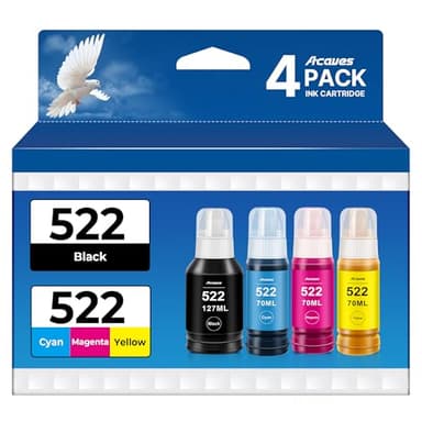 522 Ink Refill Bottles ET-2800 ET-2400 ET-4800 4-Bottles Replacement for Epson 522 Ink Refill Bottles Black Color Fit for Epson 522 Ink Use for EcoTank ET-2803 ET-2720 ET-2840 ET4700 ET4810 Printer - Image 1