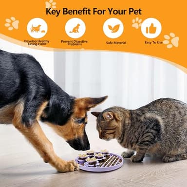 AWINNER Slow Feeder Dog Bowl Make Mealtime Fun and Healthy with - Reduce Overeating and Aid Digestion Cat Lick Mat (Purple) - Image 5