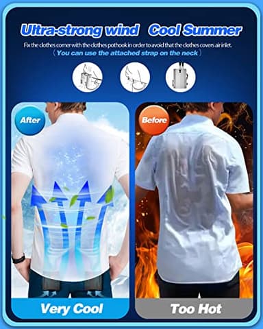 UMANNO Waist Fan 12000mAh Rechargeable, Portable with 24H Working Time, 9500RPM Strong Airflow, Wearable Belt Fan for Clothes, Shirt, Farm Work, Hiking (Black, Medium) - Image 4