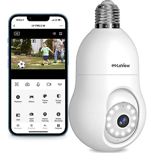 LaView 4MP Bulb Security Camera 2.4GHz,360° 2K Security Cameras Wireless Outdoor Indoor Full Color Day and Night, Motion Detection, Audible Alarm, Easy Installation, Compatible with Alexa - Image 1