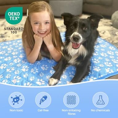 Rywell Upgrade Self-Cooling Mat for Dogs Extra Large, 44'' x 32'' - Endothermic Color Changing Arc-Chill Cooling Fiber - Washable Non-Toxic Summer Pet Outdoor Bed, Non-Slip&Foldable - Image 7