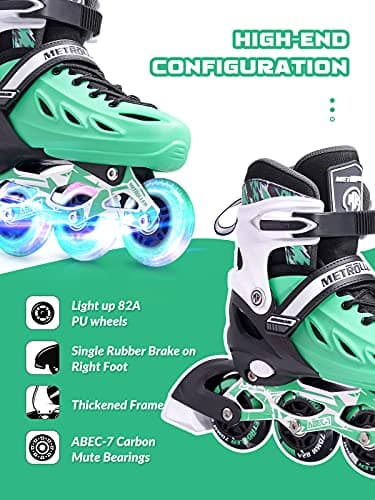 METROLLER Inline Skates for Girls and Boys, Women, Men 4 Sizes Adjustable Inline Skates with Light Up Wheels, Illuminating Beginner Skates for Kids & Adult Youth. - Image 5