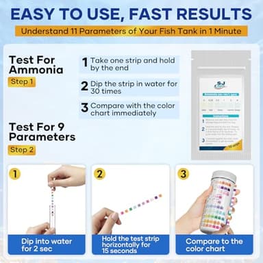 11 in 1 - Aquarium Test Strips | 950 Tests - 150 Strips | Fish Tank Aquariums Water Test Kit & ebook | Aquarium Thermometer | Fish Tank Water Testing Kit Includes 50 Ammonia Strips | Versatile Usage - Image 3