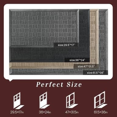 Mibao Front Door Mat Indoor Outdoor Entrance, Dirt Trapping Waterproof All-Season, All-Weather Doormat, Non-Slip Durable Natural Rubber Low Profile Easy Clean Patio Entrance Mat, 29.5" x 17", Grey - Image 4