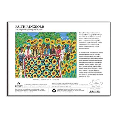 Galison Faith Ringgold The Sunflower Quilting Bee at Arles Puzzle, 1000 Pieces, 27” x 20” – Difficult Jigsaw Puzzle with Stunning & Colorful Artwork – Thick, Sturdy Pieces, Challenging Family Activity - Image 9