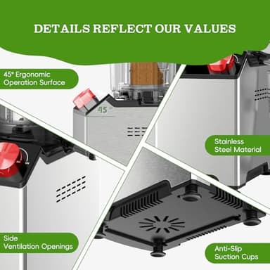 WHUTO Cold Press Juicer, Juicer Machines with 4.35'' Wide Feed Chute, Stainless Steel Masticating Juicers Easy to Clean, Ergonomic Operational Panel Design, High Juice Yield, Red Knob - Image 5