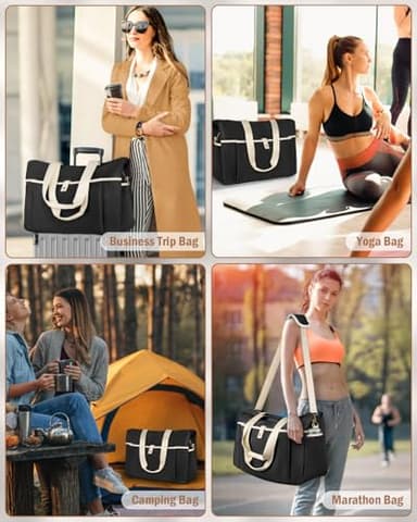Wedama Large Tote Gym Bag for Women, Weekender Travel Duffel Bag Overnight Carry on Bag Hospital Bag for Women with Wet Pocket, Black - Image 7