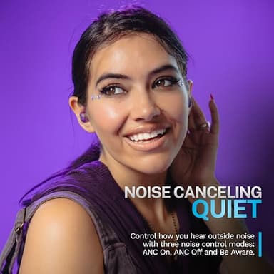 JLab Go Pop ANC True Wireless Earbuds & Charging Case, Transparent Purple, Active Noise Cancelling, 10mm Drivers, Dual Connect, Customize Your Sound with App, Be Aware Mode, Google Fast Pair - Image 2