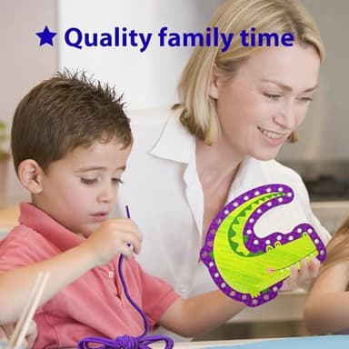 KRAFUN Safari Animal Preschool Arts & Crafts Lacing Kit, 10 Easy Lacing Cards for Toddlers Fine Motor Skills - Image 6