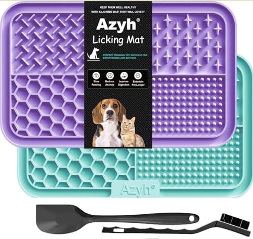 Azyh Licking Mat for Dogs & Cats 2 Pack, Slow Feeder Lick Pat for Large Dogs and Puppies, Anxiety Relief Dog Toys Feeding Mat for Butter Yogurt Peanut, Pets Bathing Grooming Training Mat (9.9'' × 6'') - Image 1