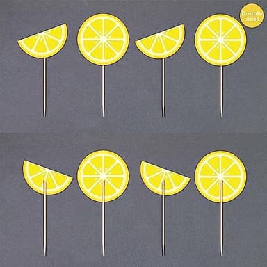 Gexolenu 24 Pcs Lemon Cupcake Toppers Glitter Fruit Theme Summer Lemonade Cupcake Picks for Kid Baby Shower Party Decorations Boy Girl Birthday Cake Party Supplies - Image 5