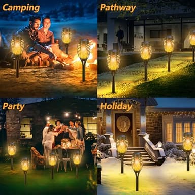 Uni PNR Solar Torch Lights for Garden Decor, 8 Pack 12 LED Solar Lights for Outside & 20.5'' Waterproof Solar Lights, Flame Torch Solar Lights Outdoor for Patio Path Yard Decorations - Image 4