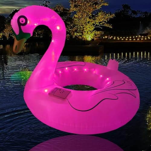 Swan Pool Floats & Swimming Rings- Solar Powered Inflatable Floating Light UP Pool & Led Pool Lights That Float for Party Decorations, 16 Auto-Cycling Colors（2Pack） - Image 1