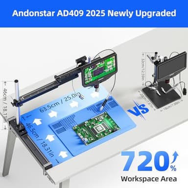 Andonstar AD409 SA 10.1'' HDMI Soldering Digital Microscope with Slide Rail Arm, Endoscope, 300X USB Electronic Microscope Camera for Professional PCB Repair, Soldering, Electronics, Windows PC - Image 2