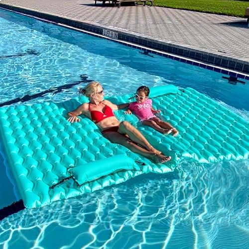 Sunrio 2025 Upgrade 114''*72'' Giant Inflatable Floating Mat-Pool Float Lake Floats for Adults with Pool Hammock Pool Mats for Floating Swimming Pool Beach Lake for Summer Water Party - Image 1