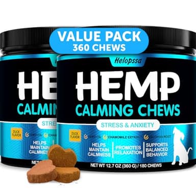Hemp Calming Chews for Dogs with Anxiety and Stress - 360 Soft Dog Calming Treats - Dog Anxiety Relief - Storms, Fireworks, Thunder, Barking, Separation Aid - Valerian Root - L-Tryptophan - Hemp Oil - Image 1