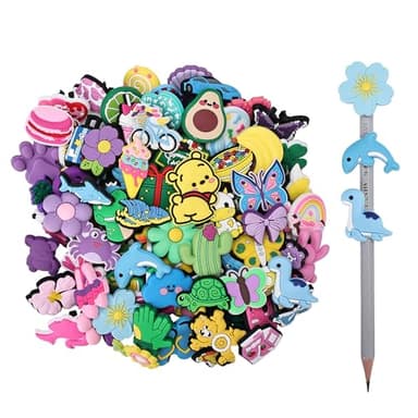 100PCS Kawaii Pencil Charms - Rainbow Mixed Pencil Toppers Set for Boys & Girls, Cute Classroom Rewards and Prizes for Students, Fun Pencil Decorations for School Supplies & Kids’ Incentives - Image 4