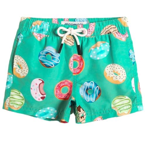 maamgic Boys Swim Trunks Toddler Swim Shorts Little Boys Bathing Suit Swimsuit Toddler Boy Swimwear,Doughnut-Green,3 T - Image 1